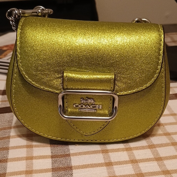 NWOT Coach Morgan Card Case Shimmering Green Mini Bag - Picture 1 of 11